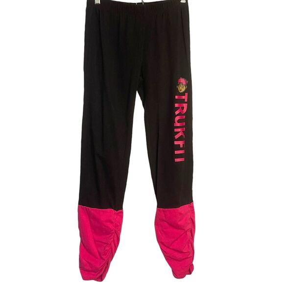 Trukfit Colorblock Graphic Print Leggings Girls XL Black Pink Casual Stretch - Picture 1 of 9